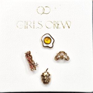 Girls Crew Jewelry Thanks A Brunch Tiny Mini Stud Earrings Set 18k Gold Plated